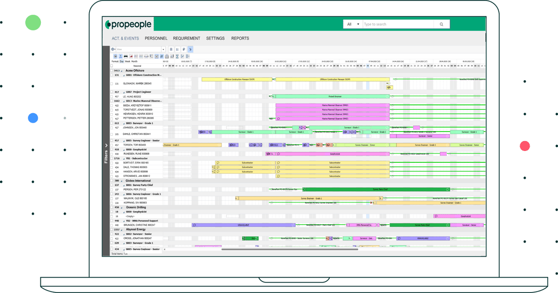 Propeople Crew Management Software helps manage personnel and schedules on onshore and offshore projects.